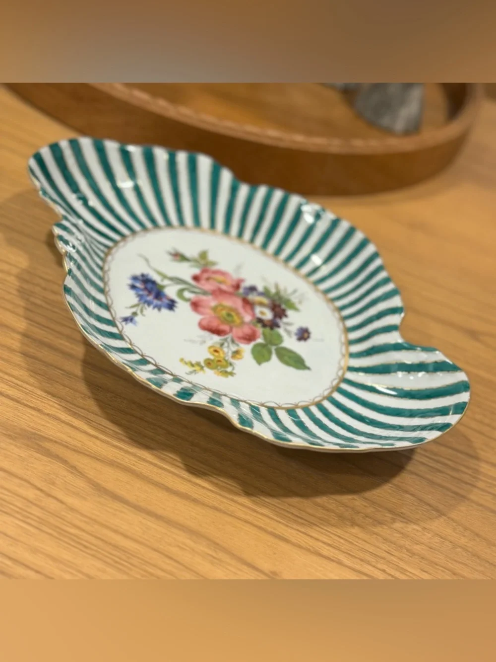 Elios Hand Painted Floral Porcelain Tray- hand-painted tray -bowl 12”